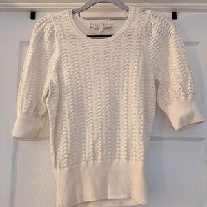 White/Cream eyelet sweater top Loft Size XS